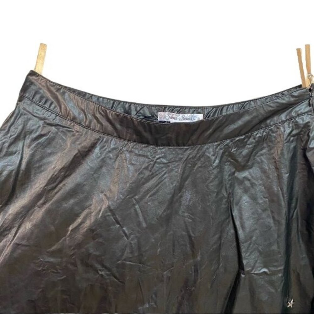 Sans Souci Star Studded Black Metal Vegan Leather Skirt Size L - Picture 5 of 12